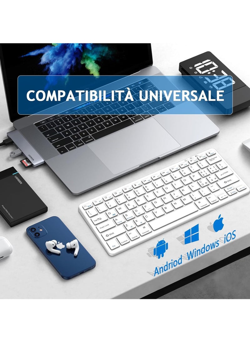 Bluetooth Keyboard for iPad, Bluetooth Keyboard Compatible with iPad 10.2/9.7, iPad Pro 11/iPad Pro 12.9, iPad Air/iPad Mini/iPhone, Wireless Bluetooth Keyboard for Windows, iOS, Android, White