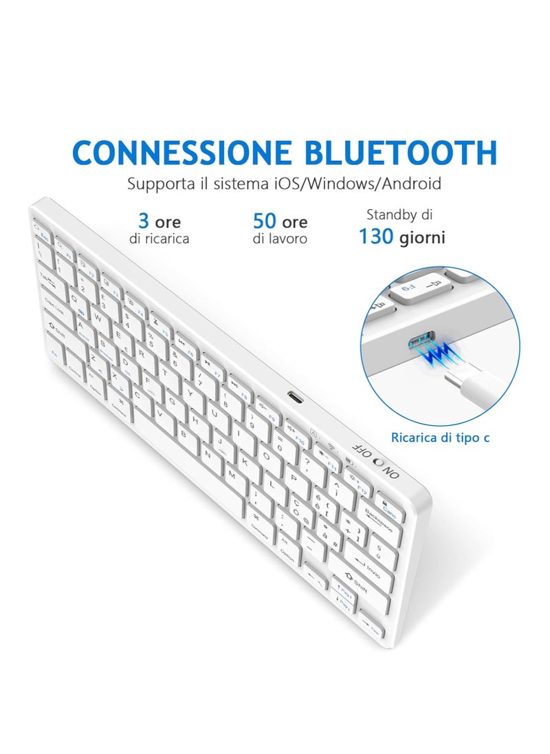 Bluetooth Keyboard for iPad, Bluetooth Keyboard Compatible with iPad 10.2/9.7, iPad Pro 11/iPad Pro 12.9, iPad Air/iPad Mini/iPhone, Wireless Bluetooth Keyboard for Windows, iOS, Android, White