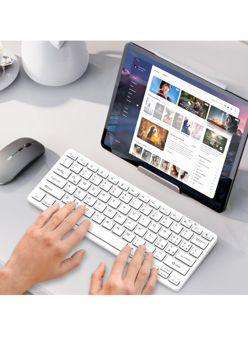 Bluetooth Keyboard for iPad, Bluetooth Keyboard Compatible with iPad 10.2/9.7, iPad Pro 11/iPad Pro 12.9, iPad Air/iPad Mini/iPhone, Wireless Bluetooth Keyboard for Windows, iOS, Android, White