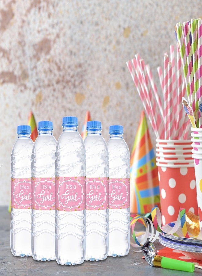 WOWOPA It's A Girl Water Bottle Labels, Pink Girl Birthday Baby Shower Water Bottle Stickers Child's Party Decorations Supplies Set of 32 - Image 4