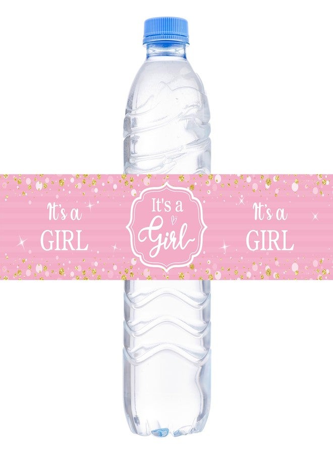 WOWOPA It's A Girl Water Bottle Labels, Pink Girl Birthday Baby Shower Water Bottle Stickers Child's Party Decorations Supplies Set of 32 - Image 1