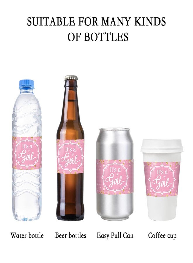 WOWOPA It's A Girl Water Bottle Labels, Pink Girl Birthday Baby Shower Water Bottle Stickers Child's Party Decorations Supplies Set of 32 - Image 3