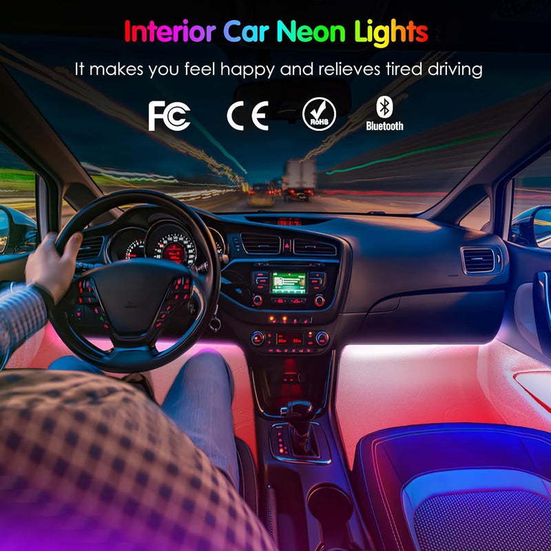 Keepsmile Interior Car Lights Car Accessories APP Control with Remote Music Sync Color Change RGB Under Dash Lighting with Charger 12V LED Lights Running Board Lights - Image 2