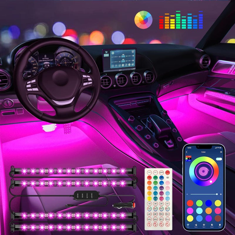 Keepsmile Interior Car Lights Car Accessories APP Control with Remote Music Sync Color Change RGB Under Dash Lighting with Charger 12V LED Lights Running Board Lights - Image 1