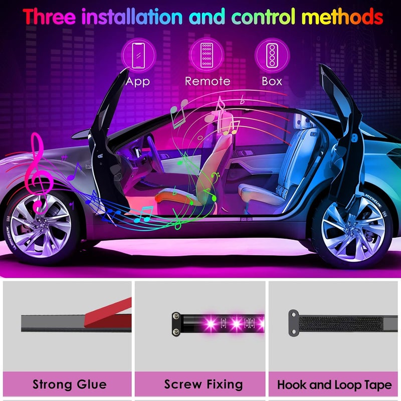 Keepsmile Interior Car Lights Car Accessories APP Control with Remote Music Sync Color Change RGB Under Dash Lighting with Charger 12V LED Lights Running Board Lights - Image 5