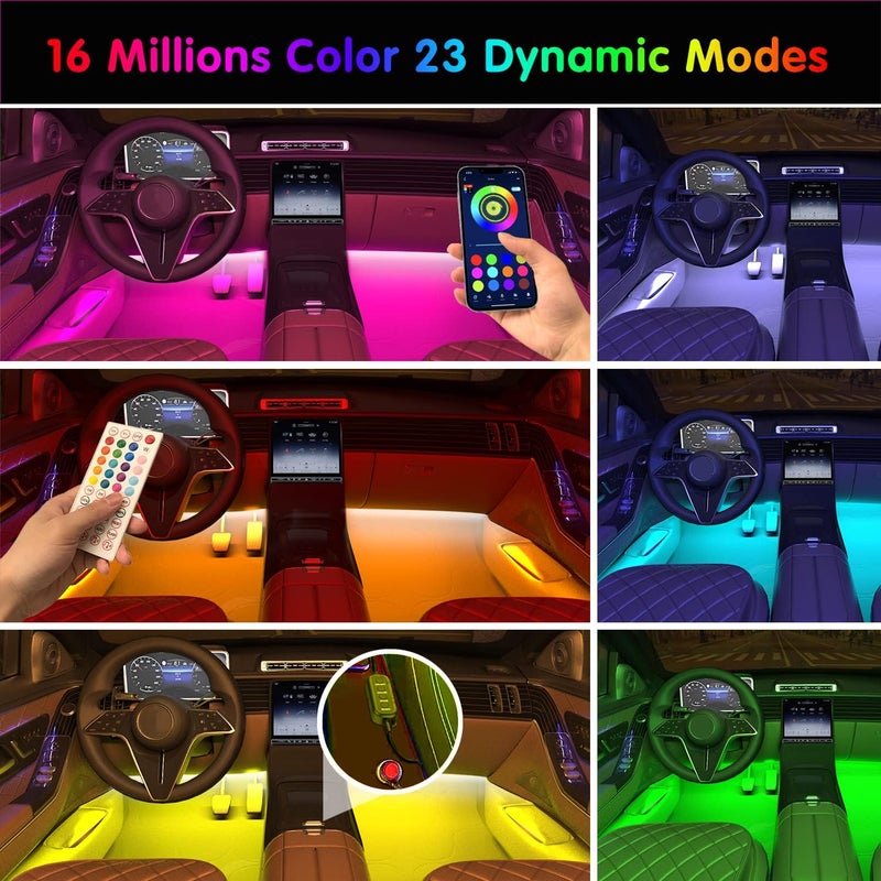 Keepsmile Interior Car Lights Car Accessories APP Control with Remote Music Sync Color Change RGB Under Dash Lighting with Charger 12V LED Lights Running Board Lights - Image 3