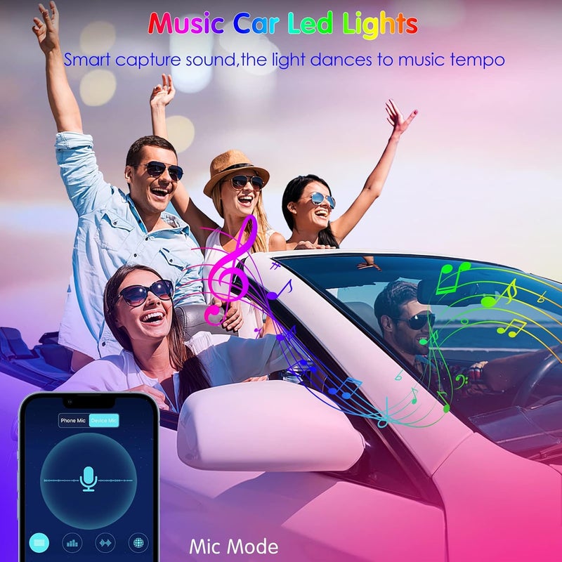 Keepsmile Interior Car Lights Car Accessories APP Control with Remote Music Sync Color Change RGB Under Dash Lighting with Charger 12V LED Lights Running Board Lights - Image 4