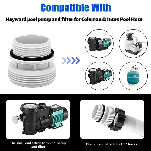 ALOCS 4560 40mm to 1 1/2 Inch Hose Conversion Adapters, Filter Hose Conversion Kit Compatible with Intex Hayward Coleman Pool Filter Hose Fitting, Above Ground PVC Adapter - Image 2