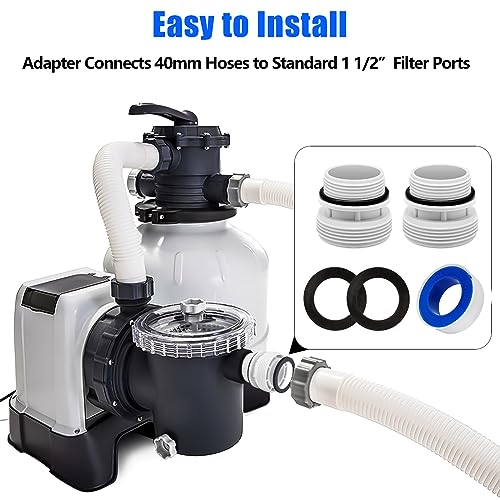 ALOCS 4560 40mm to 1 1/2 Inch Hose Conversion Adapters, Filter Hose Conversion Kit Compatible with Intex Hayward Coleman Pool Filter Hose Fitting, Above Ground PVC Adapter - Image 5