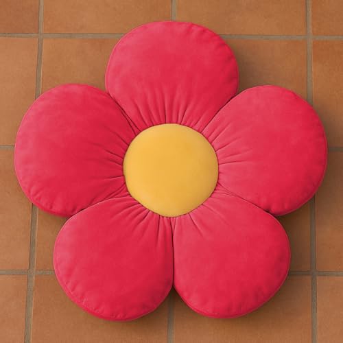 Peach Cuddle Flower Shaped Floor Cushion for Kids Room, Living Room, Luxury Kids Furnishing, Throw Pillow, Decorative Cushion, Nursery Décor, Velvet Cushion (16x16 inch, Pack of 1, Pink) - Image 5