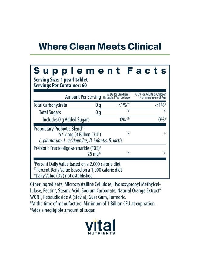 Hyperbiotics فيتال نيوترينتس برو كيدز بروبيوتيك | بروبيوتيك خالي من مسببات الحساسية للأطفال الصغار | دعم مستهدف للمناعة وصحة الأمعاء والهضم | بنكهة البرتقال الخالية من السكر | 60 قرص قابل للمضغ - Image 2