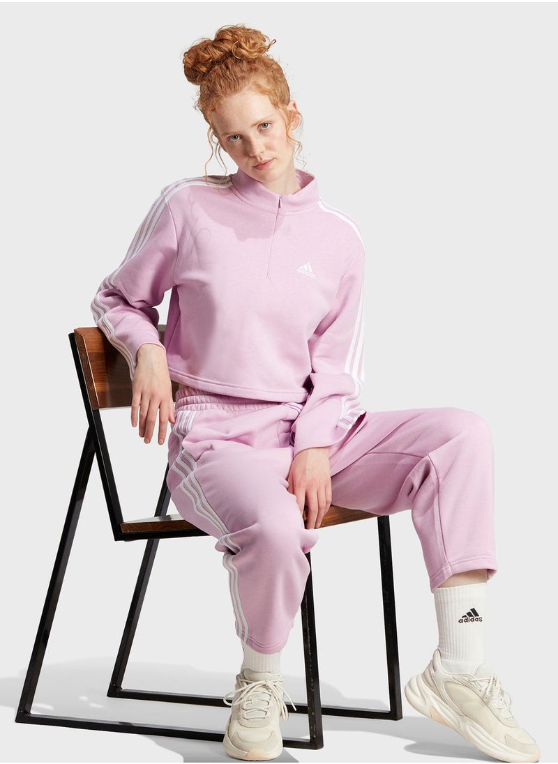 Adidas - Essentials 3-Stripes Open Hem Fleece Joggers - Image 1