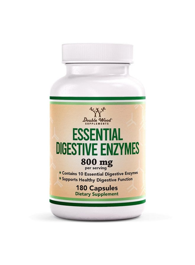 Double Wood Supplements Digestive Enzymes - 800mg Blend of All 10 Most Essential Digestive and Pancreatic Enzymes (Amylase, Lipase, Bromelain, Lactase, Papain, Protease, Cellulase, Maltase, Invertase) by Double Wood - Image 1