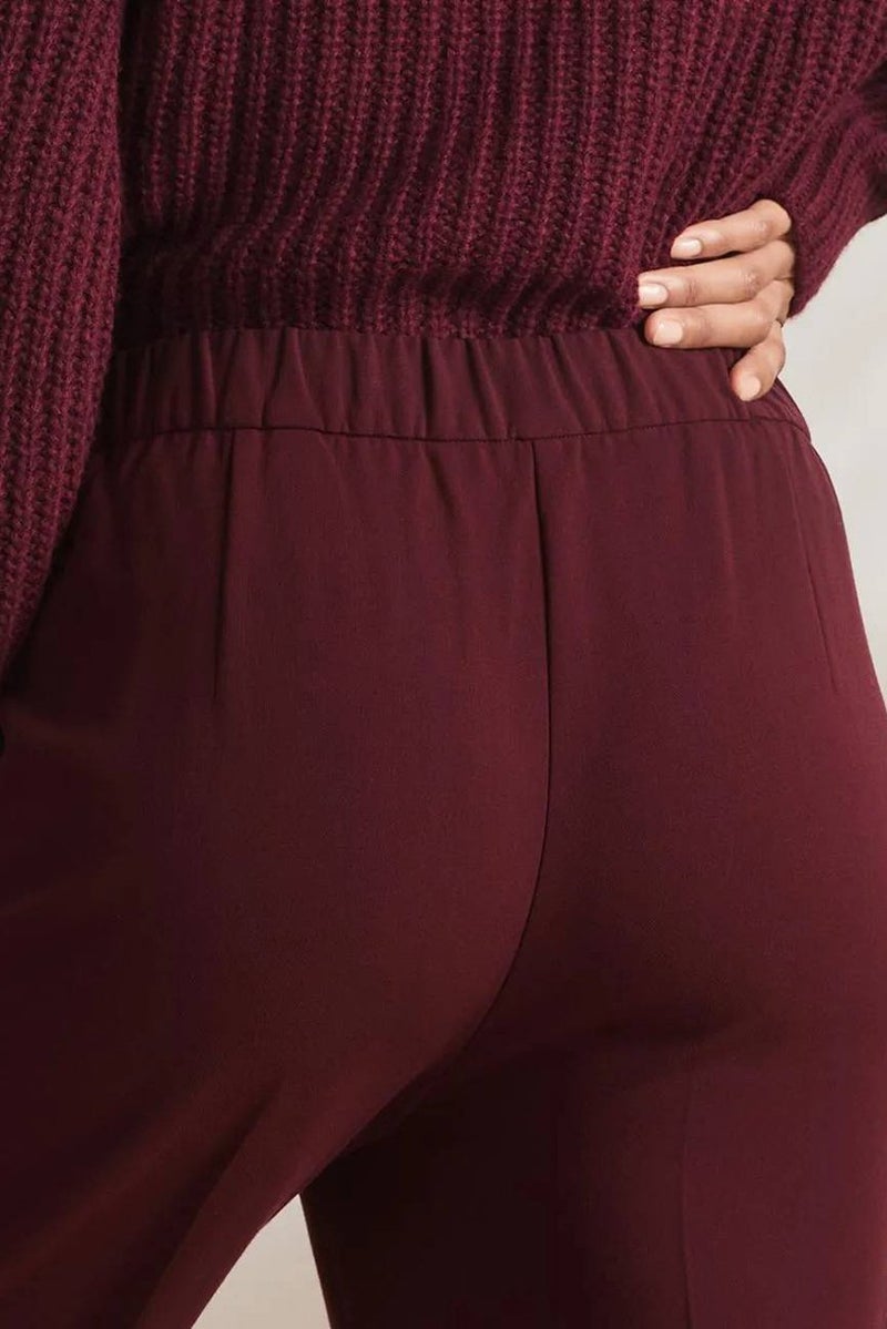 Tchibo Women Regular Fit Side Pocket Plain Pants, Maroon  - Image 4