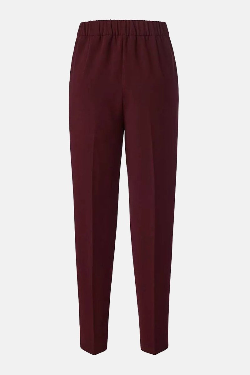 Tchibo Women Regular Fit Side Pocket Plain Pants, Maroon  - Image 2