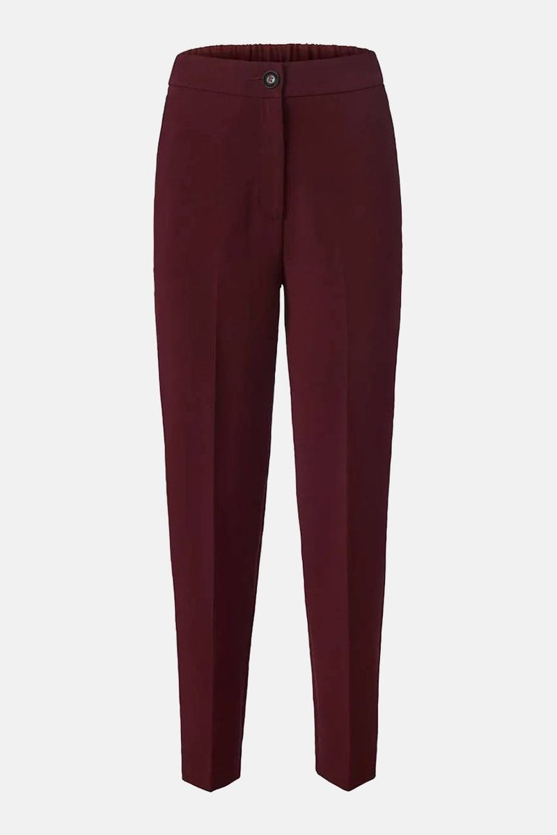 Tchibo Women Regular Fit Side Pocket Plain Pants, Maroon  - Image 3