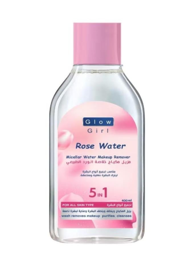 Makeup remover with natural rose extract, suitable for all skin types, 400 ml