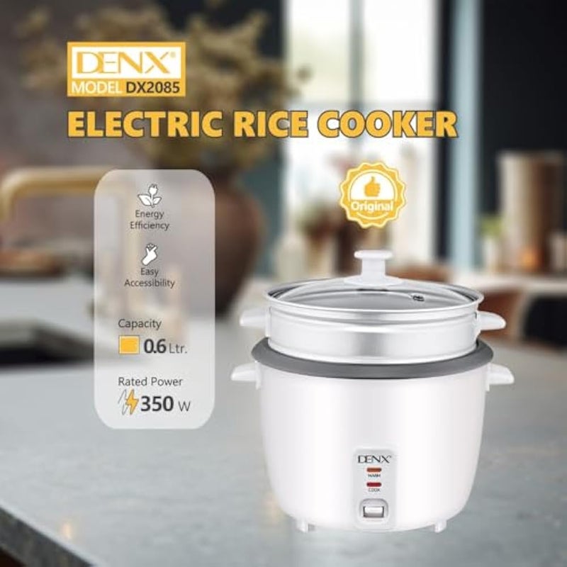 DENX DX2085 0.6L Electric Rice Cooker 350W – Compact Mini Multi-Function Cooker for Rice, Soup & Stew | Non-Stick Inner Pot, Fast Heating, Automatic Keep Warm, Easy Clean, 220–240V - Image 4