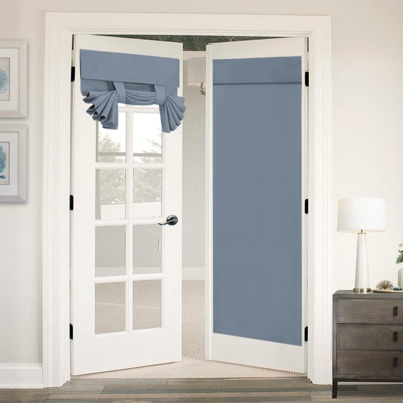 Flamingo P Tricia Door Panel Curtain Blackout Single French Door Curtain, Full Privacy Thermal Insulated Window Treatment Curtain Panel Drapes, 1 Panel, 26 x 68 Inches, Stone Blue - Image 2