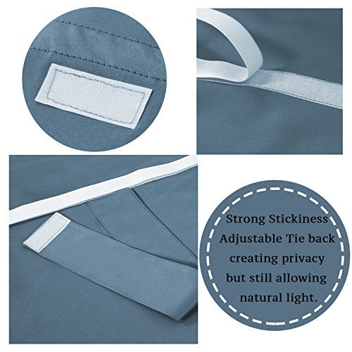 Flamingo P Tricia Door Panel Curtain Blackout Single French Door Curtain, Full Privacy Thermal Insulated Window Treatment Curtain Panel Drapes, 1 Panel, 26 x 68 Inches, Stone Blue - Image 5