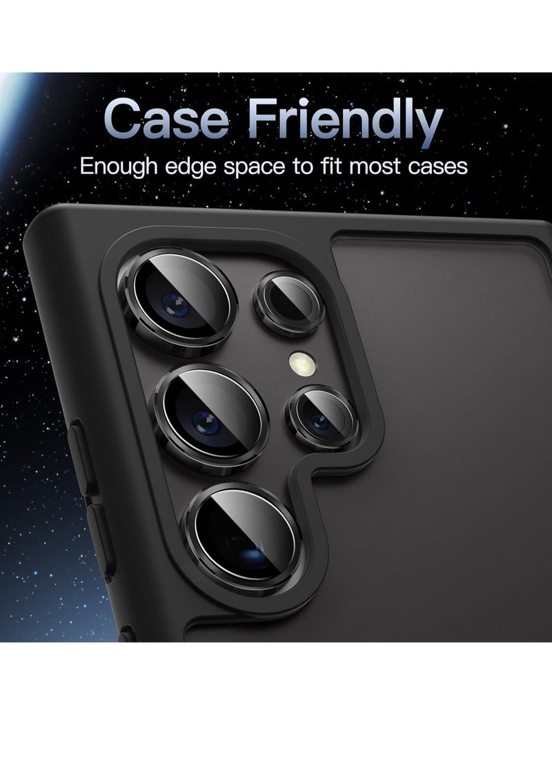 Raxoom Camera Lens Protector for Samsung Galaxy S24 Ultra, 9H Tempered Glass Metal Individual Ring Cover, Easy Installation Tray, HD Clear, 1 Set (Black) - Image 5