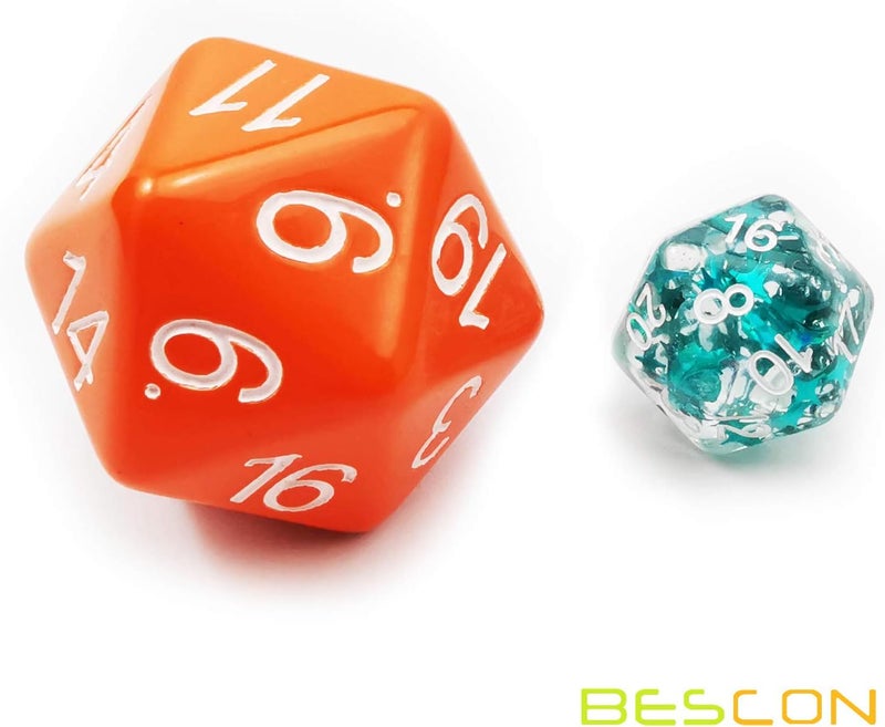Bescon Jumbo D20 38MM, Big Size 20 Sides Dice Opaque Orange, Big 20 Faces Cube 1.5 inch - Image 3