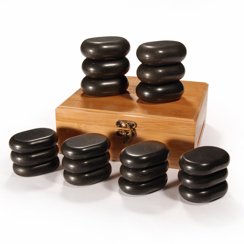 MASTER MASSAGE EQUIPMENT Master Massage 18Piece Hot Stone Set Basalt Rocks for Professional Home Spa Healing Pain Relief