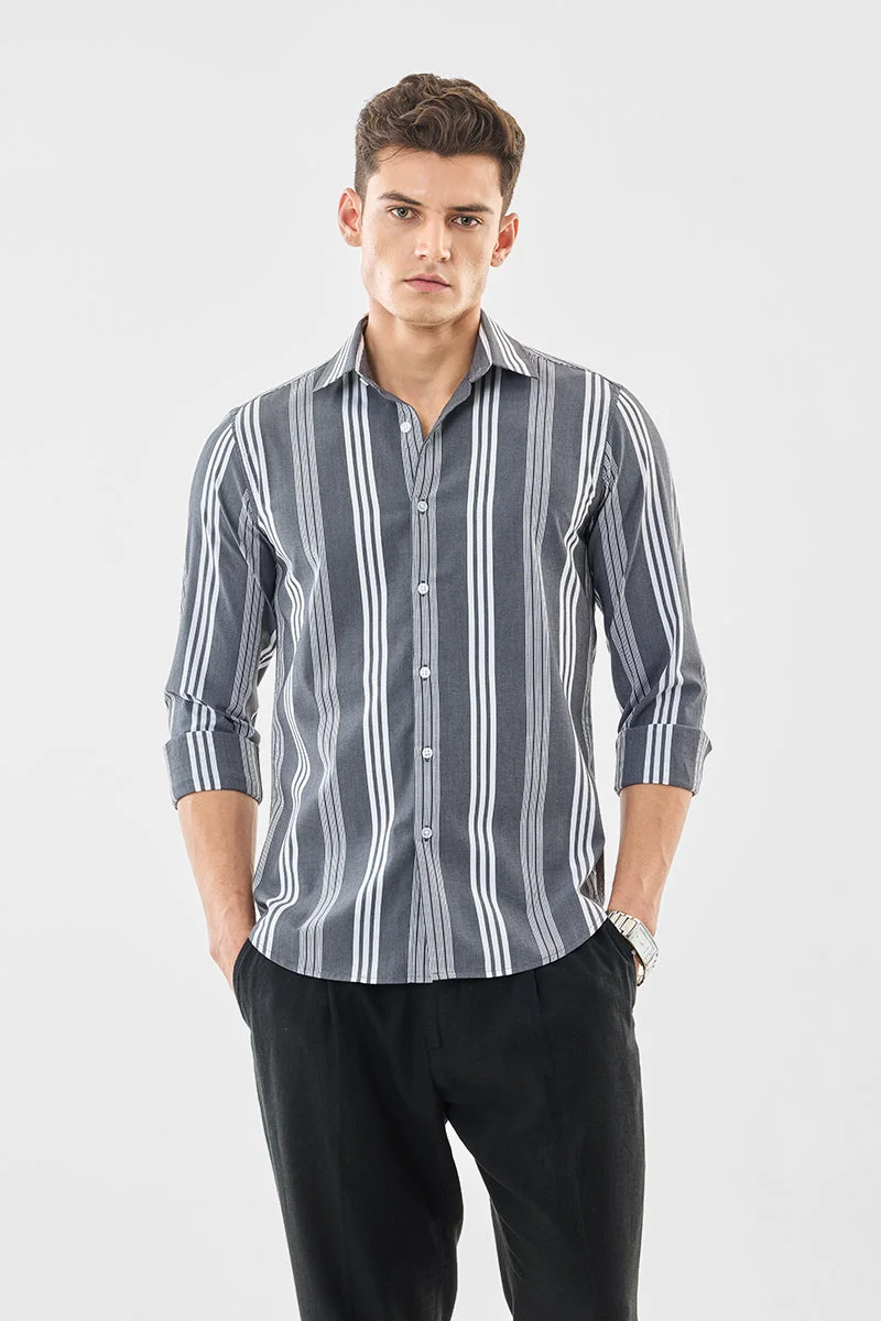 SNITCH Slim Fit Stripes Stretch Shirt