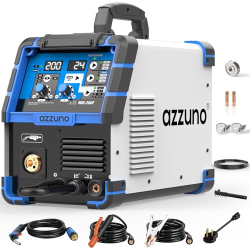 AZZUNO 200A MIG Welder,110V/220V Dual Voltage multiprocess welder,Gas Gasless MIG Welding Machine,4 in 1 Flux MIG/Solid Wire/Lift TIG/Stick ARC Welder (Grey) - Image 1