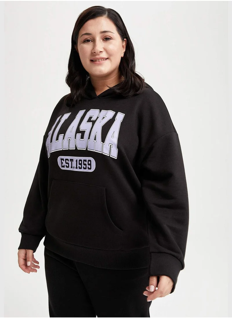 DeFacto Woman Loose Fit Hooded Sweat Shirt