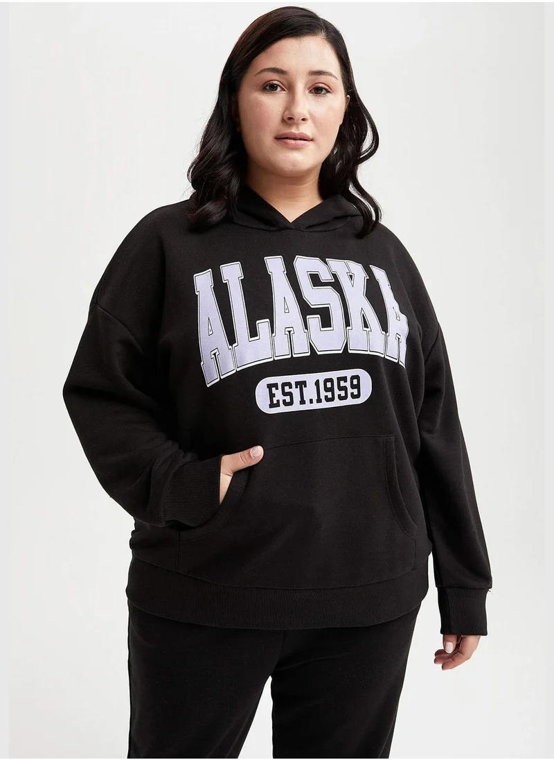 DeFacto Woman Loose Fit Hooded Sweat Shirt