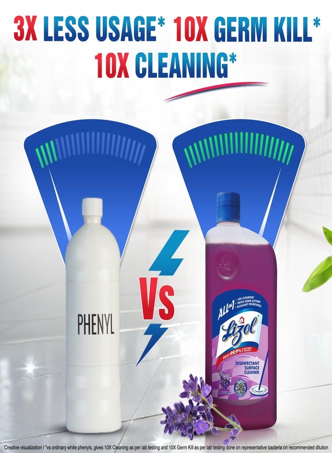 Lizol Disinfectant Surface & Floor Cleaner Liquid, Lavender - 1L | Kills 99.9% Germs | India's #1 Floor Cleaner - Image 3