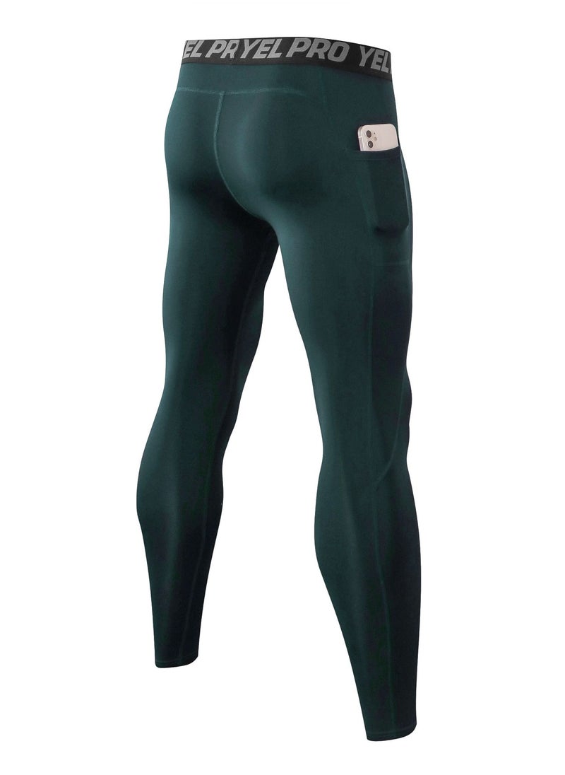 Loquat - Men Quick Dry Breathable Elastic Running Trousers Dark Green - Image 1