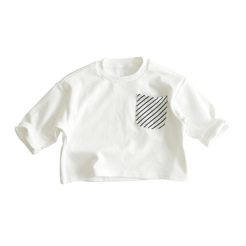 Boys' Stripesd Bottoming Shirt 2025 Spring & Fall New Kidsren'S Long-Sleeved T-Shirt Thin Section Male And Female Baby Style Tops - Image 5