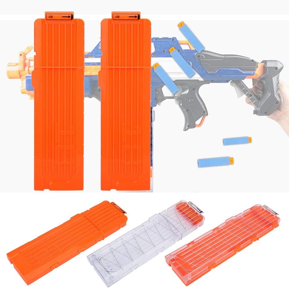 Clip Nerf,2PCS Soft Bullet Clip Darts,6/12/18 Dart Quick Reload Refill Clip Cartridge Magazine Replacement Nerf Gun N Strike Elite Blasters (18 Dart Transparent)