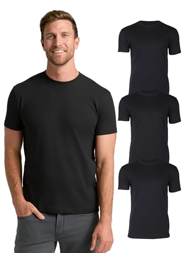 True Classic Mens T-Shirts – Short Sleeve Crew Neck T Shirts for Man, Cotton Blend Plain Novelty Men's T-Shirts, Pack of 3, Black, S - Image 1