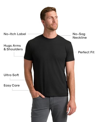 True Classic Mens T-Shirts – Short Sleeve Crew Neck T Shirts for Man, Cotton Blend Plain Novelty Men's T-Shirts, Pack of 3, Black, S - Image 2