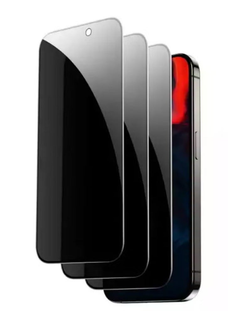 JAJEEK 3 Pack Privacy Tempered Glass Screen Protector for iPhone 15 Pro 6.1 Inch – Full Coverage, Anti-Spy, Scratch Resistant, HD Glass Screen Guard Set (Privacy) - Image 1