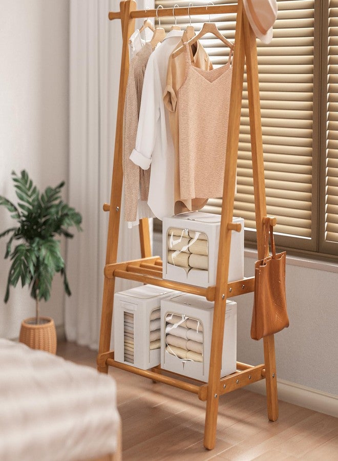 FHSQX 3 Pack Clothes Storage Bins Foldable Metal Frame Storage Box Stackable Linen Fabric Container Organizer Set with Carrying Handles and Clear Window (Cream White, 19.7x15.7x12.6inch(66L)) - Image 5