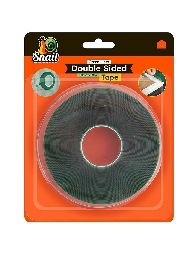 LAWAZIM Snail Double-Sided Adhesive Tape - 1 Piece, 18mm×10m (0.7in×32.8ft), Green Liner - Clear Strong Bond Mounting Tape for Home, Office, Crafts, Frames, DIY Projects, Multi-Surface Use - Image 1