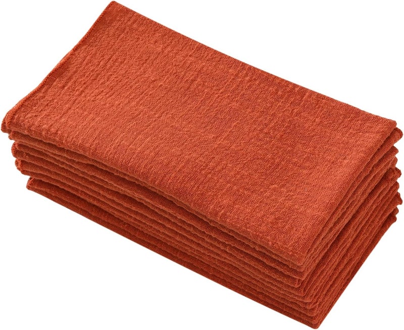 JINVASE Dinner Cloth Napkins 10 PackGauze Napkins 100 Natural Soft CottonWashable Fall Napkins for Wedding DecorativeThanksgivingFamily Everyday Use40  40cm 16  16 inchesTerracotta - Image 4