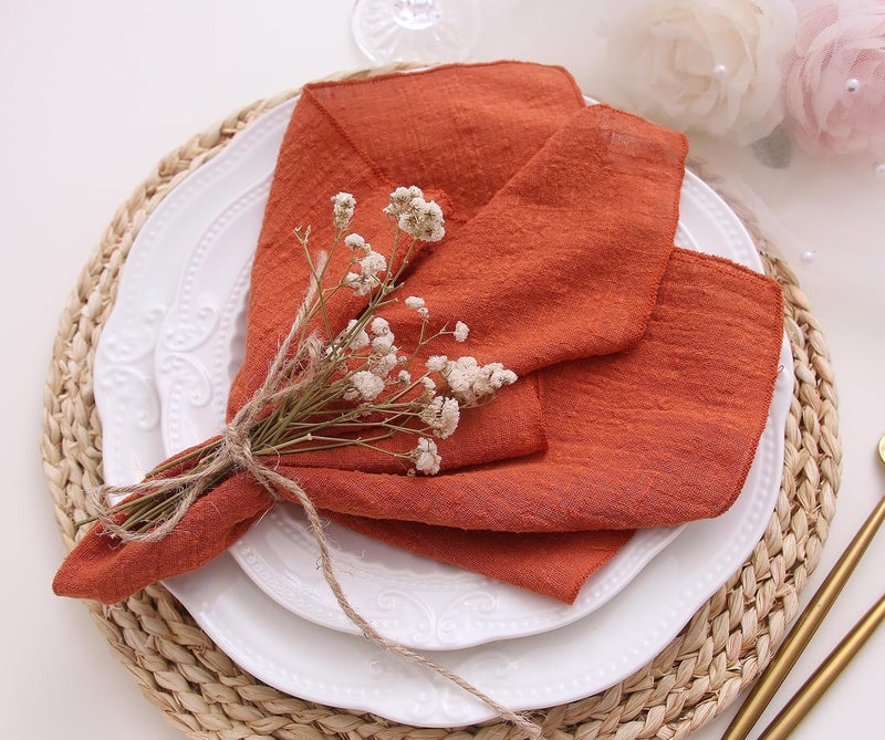 JINVASE Dinner Cloth Napkins 10 PackGauze Napkins 100 Natural Soft CottonWashable Fall Napkins for Wedding DecorativeThanksgivingFamily Everyday Use40  40cm 16  16 inchesTerracotta - Image 1