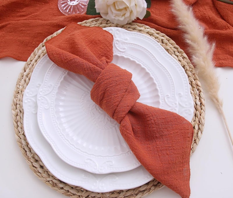 JINVASE Dinner Cloth Napkins 10 PackGauze Napkins 100 Natural Soft CottonWashable Fall Napkins for Wedding DecorativeThanksgivingFamily Everyday Use40  40cm 16  16 inchesTerracotta - Image 3