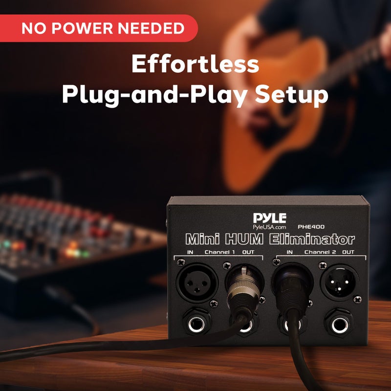 Pyle Compact Mini Hum Eliminator Box - 2 Channel Passive Ground Loop Isolator, Noise Filter,AC Buzz Destroyer, Hum Killer w/ 1/4" TRS Phone,XLR Input/Output, Uses 1:1 Isolation Transformer - Image 5