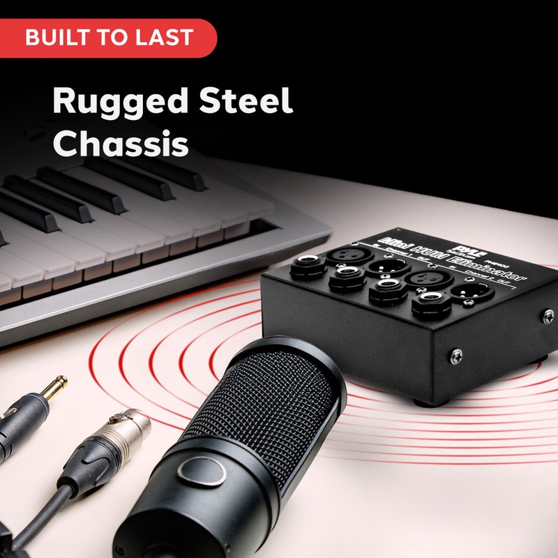 Pyle Compact Mini Hum Eliminator Box - 2 Channel Passive Ground Loop Isolator, Noise Filter,AC Buzz Destroyer, Hum Killer w/ 1/4" TRS Phone,XLR Input/Output, Uses 1:1 Isolation Transformer - Image 4