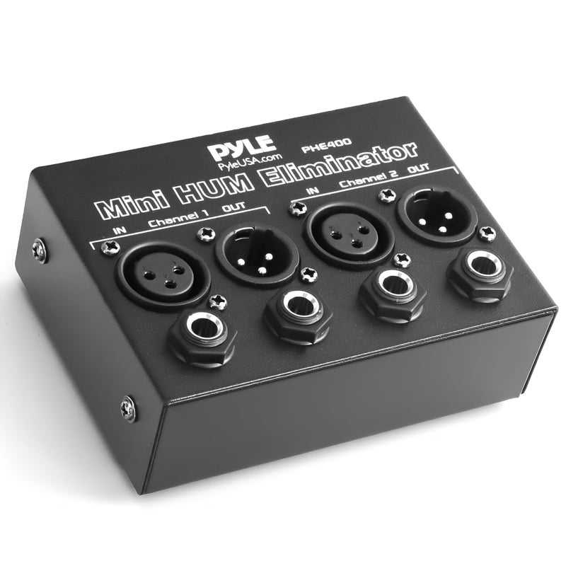 Pyle Compact Mini Hum Eliminator Box - 2 Channel Passive Ground Loop Isolator, Noise Filter,AC Buzz Destroyer, Hum Killer w/ 1/4" TRS Phone,XLR Input/Output, Uses 1:1 Isolation Transformer - Image 1