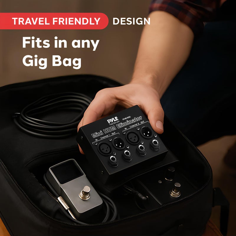 Pyle Compact Mini Hum Eliminator Box - 2 Channel Passive Ground Loop Isolator, Noise Filter,AC Buzz Destroyer, Hum Killer w/ 1/4" TRS Phone,XLR Input/Output, Uses 1:1 Isolation Transformer - Image 3