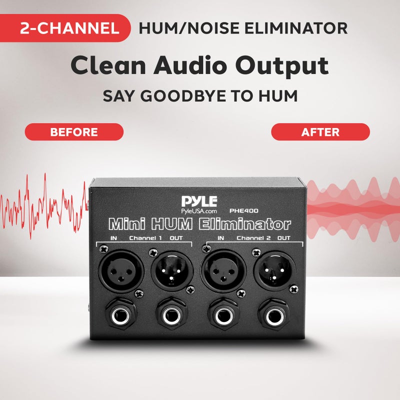 Pyle Compact Mini Hum Eliminator Box - 2 Channel Passive Ground Loop Isolator, Noise Filter,AC Buzz Destroyer, Hum Killer w/ 1/4" TRS Phone,XLR Input/Output, Uses 1:1 Isolation Transformer - Image 2