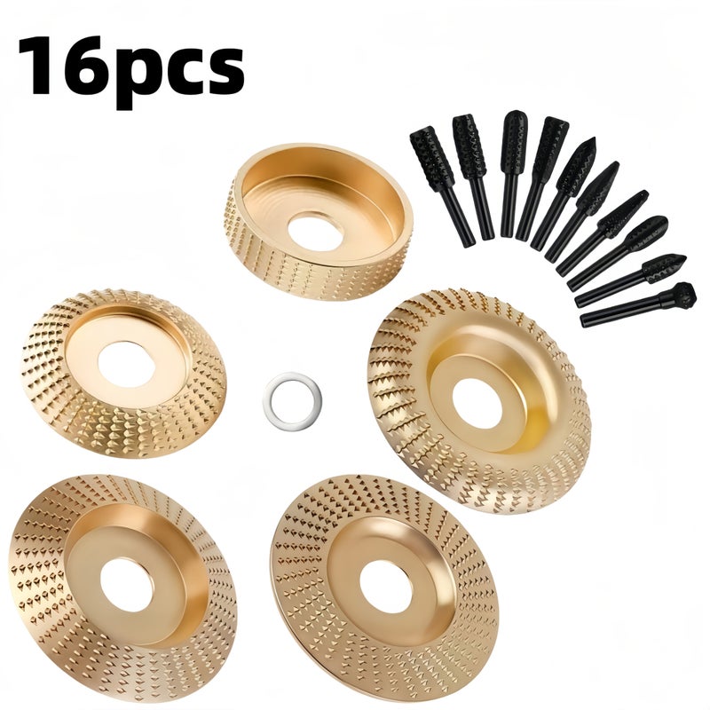 6pcs Angle Grinder Wood Carving Disc Set Rotary File With Reducing Ring 16mm - Image 2