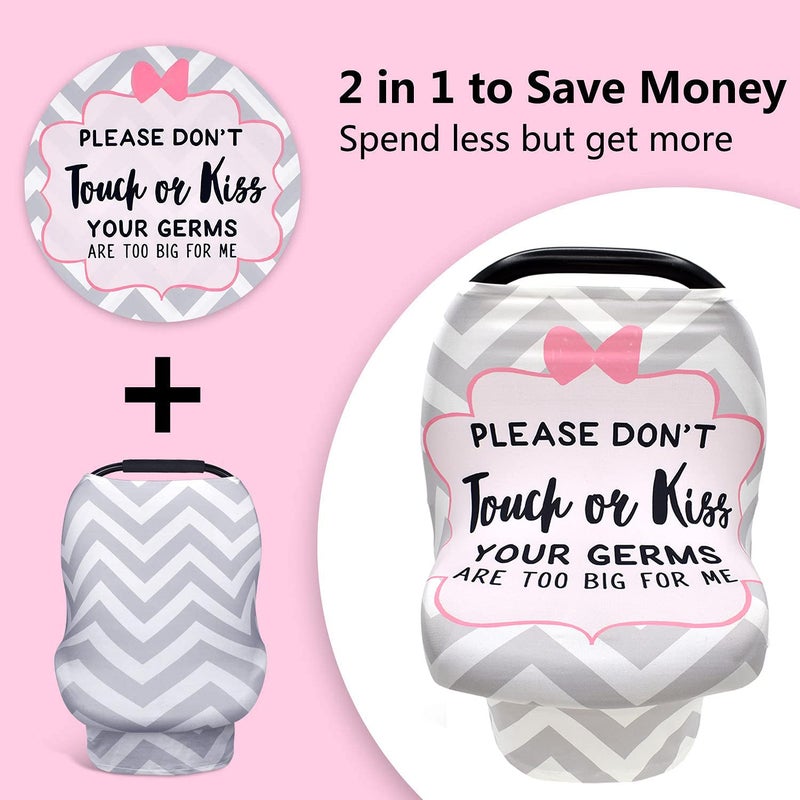 Metplus غطاء مقعد السيارة للأطفال من ميتبلس بدون لمس، أغطية رضاعة للأمهات، وشاح للرضاعة، غطاء متعدد الاستخدامات لمقعد السيارة للأطفال الرضع لحامل الأطفال/عربة الأطفال/عربة التسوق، هدايا لمناسبة استقبال المولود للذكور والإناث - Image 2